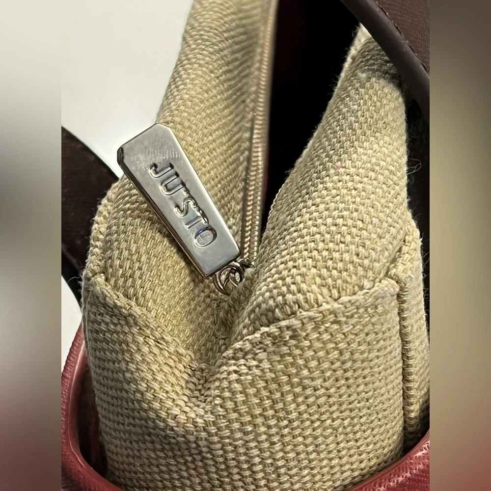 Justo burgundy/tan/brown Tote Handbag - Picture 6 of 9